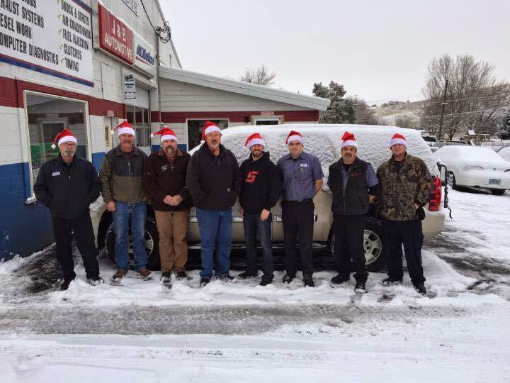 The J & B Automotive team outside the shop in Pendleton